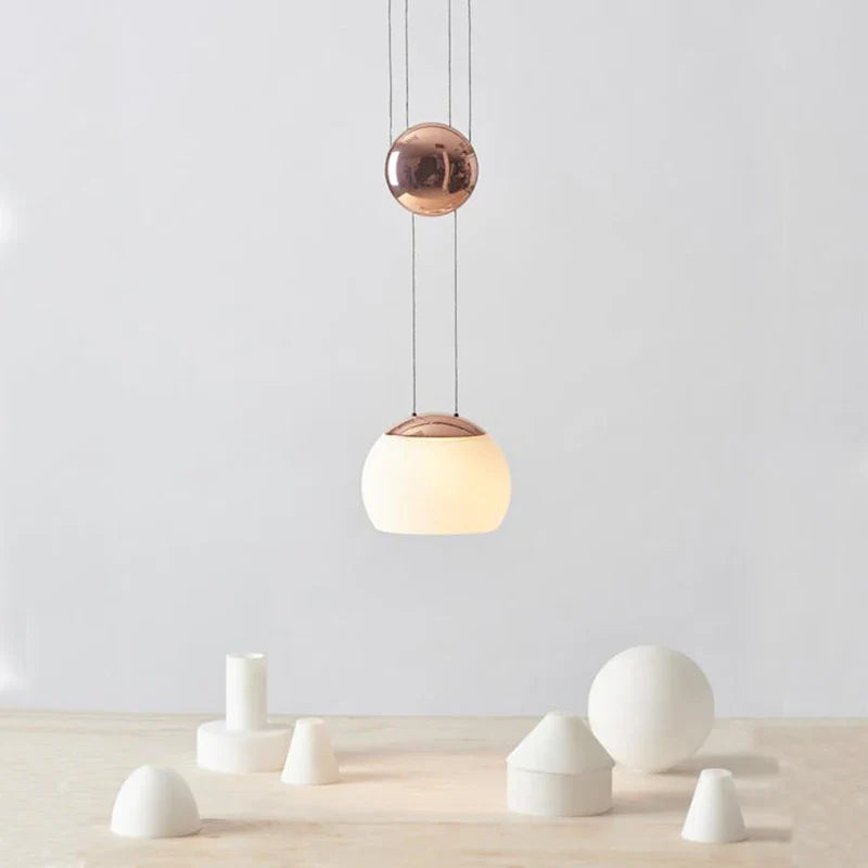 Afralia™ JOJO Modern LED Glass Pendant Lamp, Adjustable Height, Gold Nightstand Light