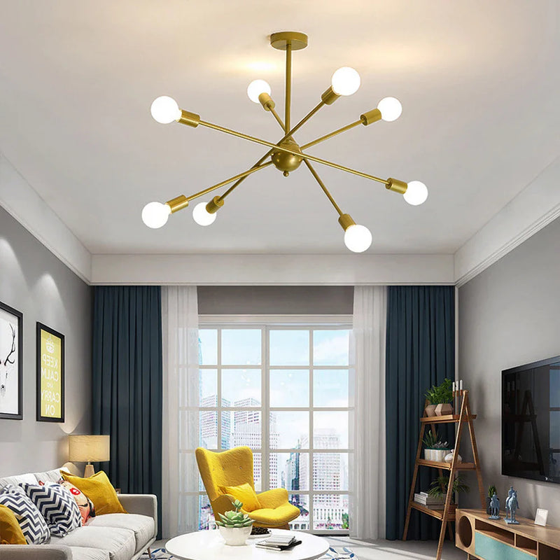 Afralia™ LED Ceiling Chandelier: Modern & Industrial Sputnik Style for Living Room & Bedroom