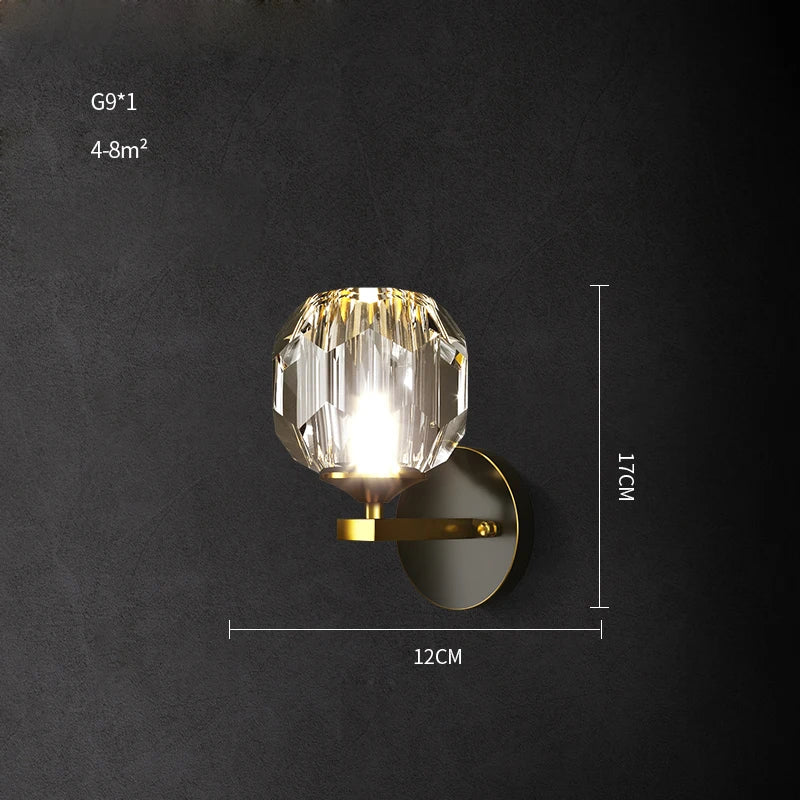 Afralia™ Postmodern Crystal Stone Wall Sconce for Bedroom & Corridor