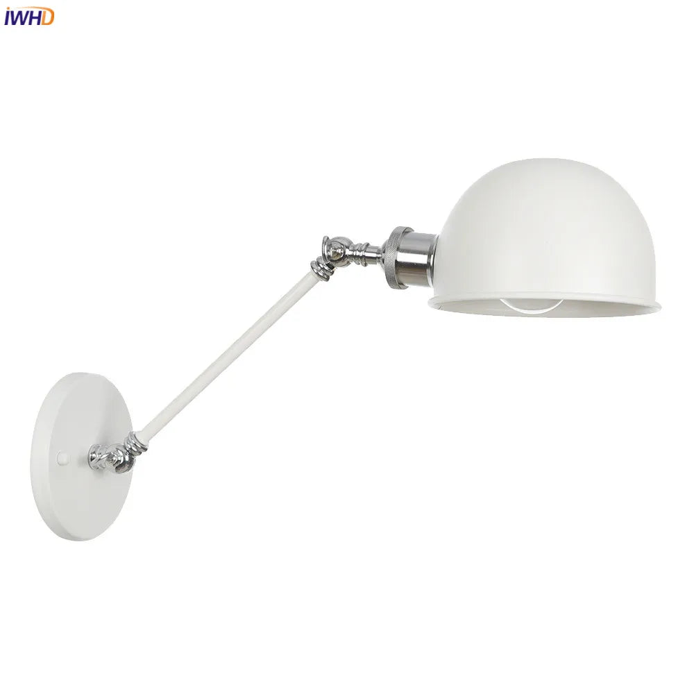 Afralia™ Adjustable Swing Arm Wall Sconce Industrial Vintage Retro White Wall Light