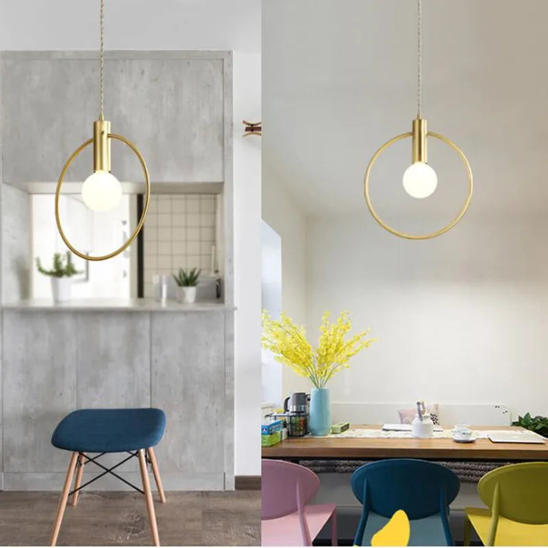 Afralia™ Ring Iron Pendant Light: Modern LED Metal Hanging Lamp for Living Room, Simple Minimalist Design