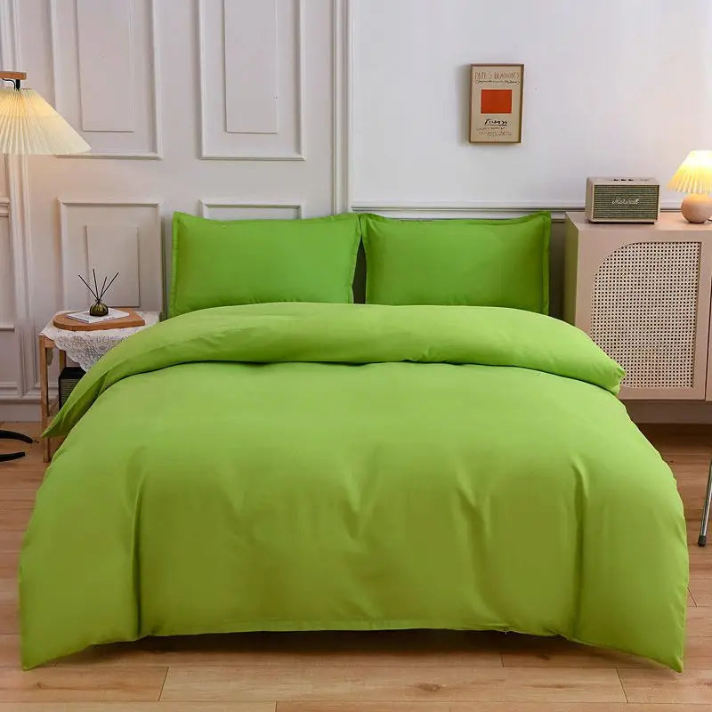 Afralia™ Luxe Solid Yellow Green Duvet Cover Set with Sheet Pillowcases