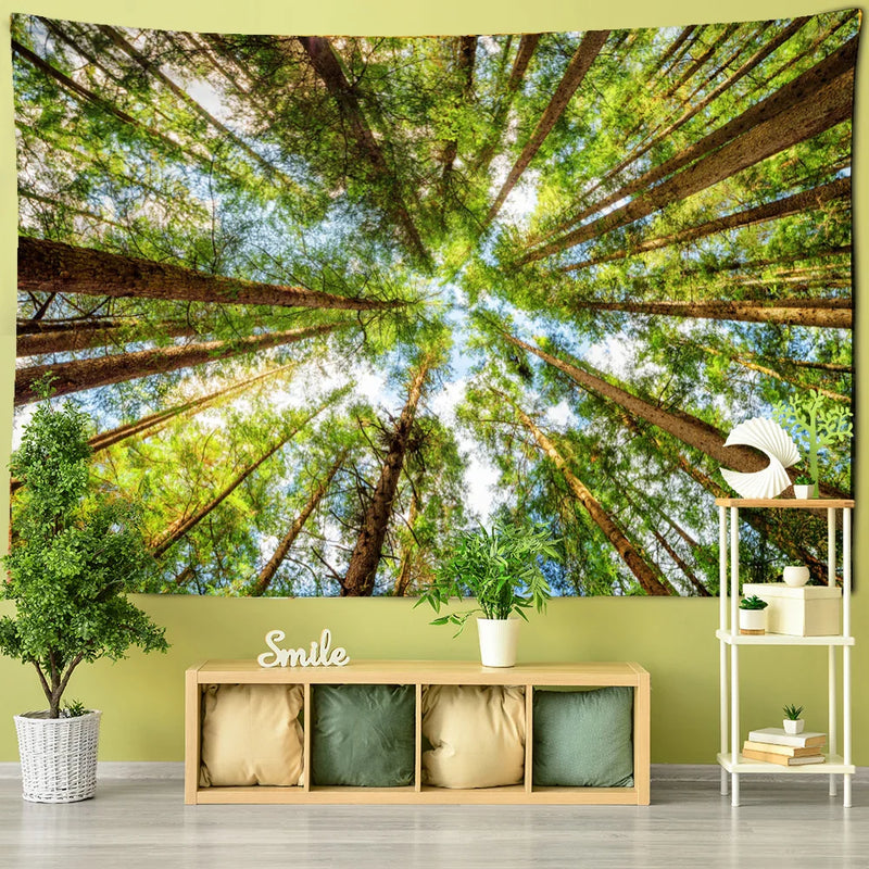 Afralia™ Nature Tapestry Wall Hanging Forest Landscape Hippie Boho Living Room Decor