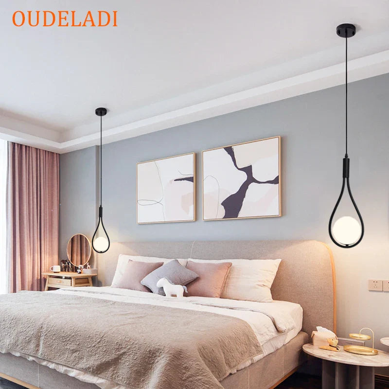 Afralia™ Modern Glass Ball Brass Pendant Lights - Nordic Bedroom Decor Lighting