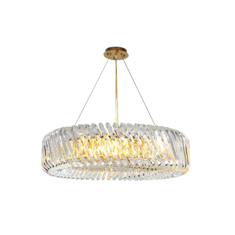 Afralia™ Oval LED Glass Chandelier Lighting in Gold & Silver Stainless Steel