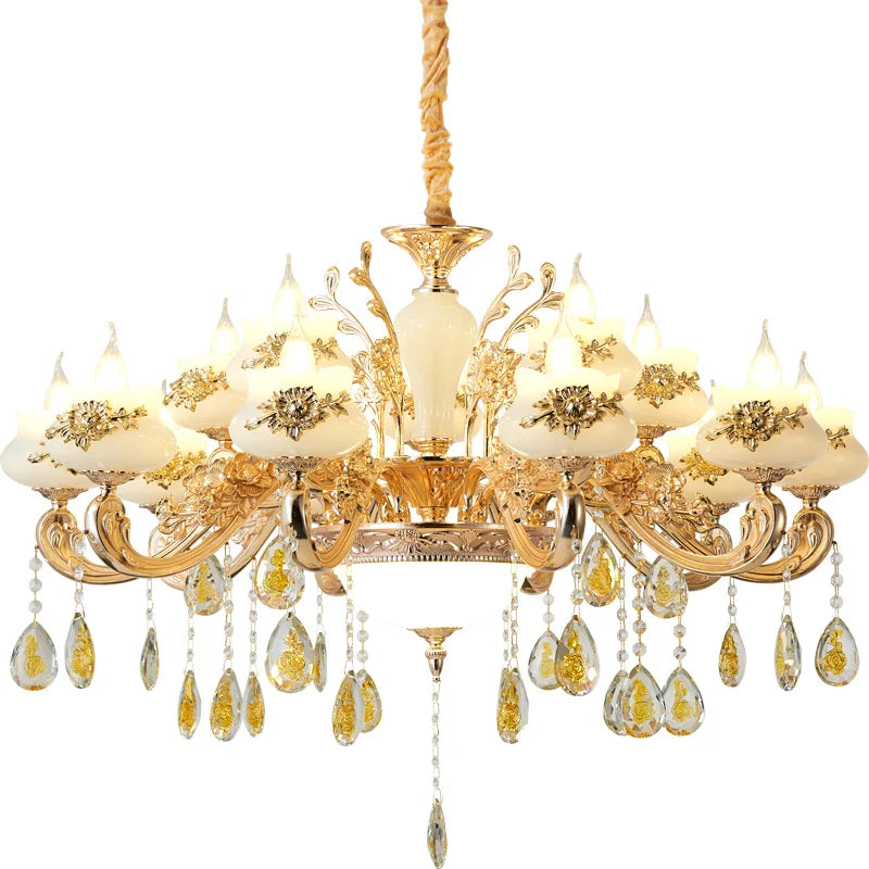 Afralia™ Gold Crystal LED Chandelier: Elegant Lighting for Living Room, Hotel, or Villa Hall