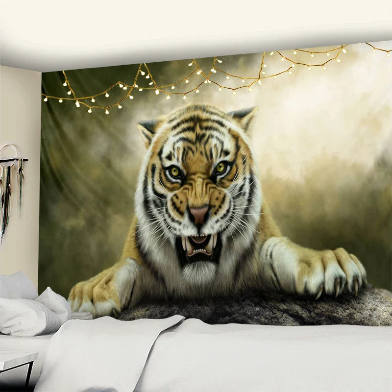Afralia™ Tiger Tapestry Wall Art: Boho Chic Leopard Home Decor for Living Room