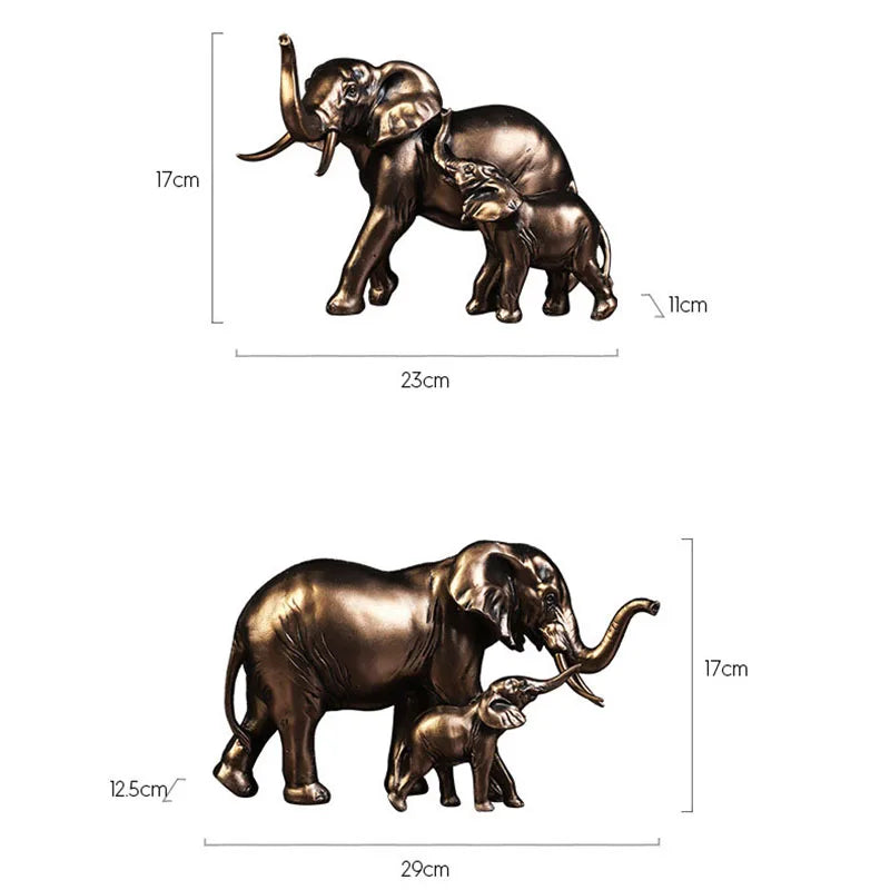 Afralia™ Resin Elephant Statue: American Retro Figurine for Home & Office Decor