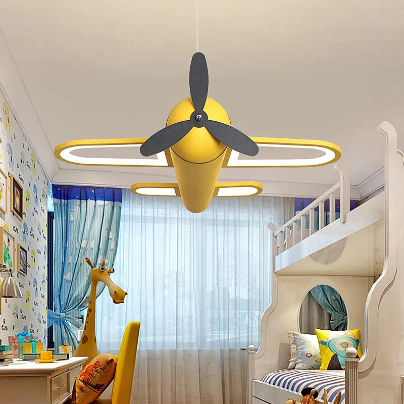 Afralia™ Cartoon Airplane Kids Room Chandelier - Creative Boys Bedroom Pendant Light