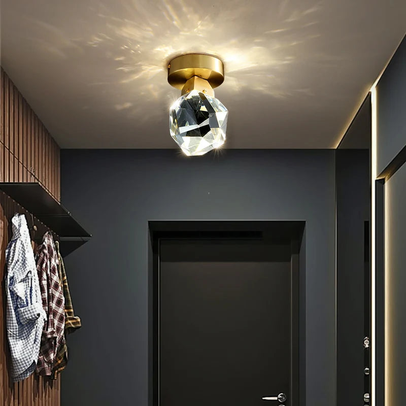 Afralia™ Crystal Aisle Ceiling Light | Modern & Luxe All-Copper Fixture for Entryway & Cloakroom