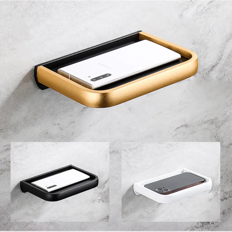 Afralia™ Black Tissue Paper Holder with Phone Stand - Toilet Roll Rack & Storage Box