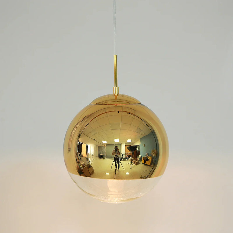 Afralia™ Glass Ball Electroplate LED Pendant Light for Kitchen Living Room Bedroom