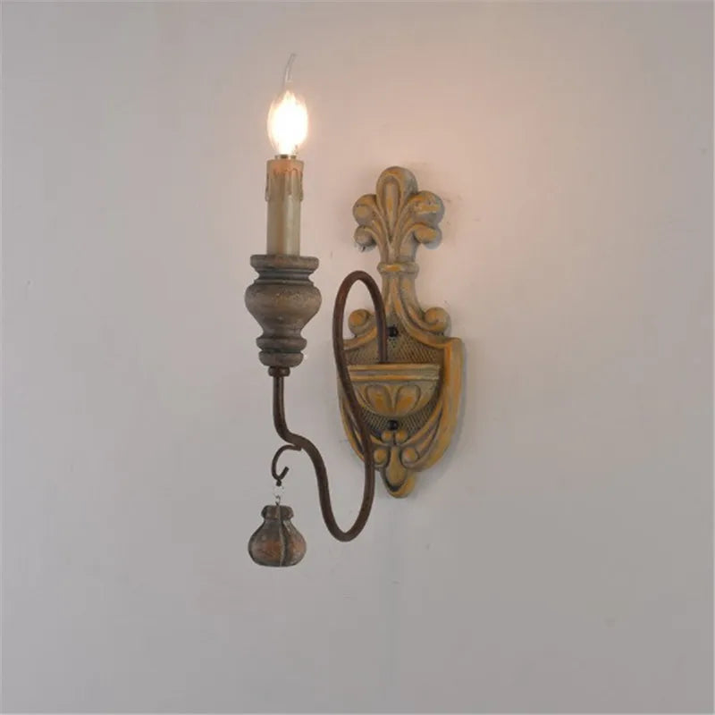 Afralia™ Rustic Iron Fixtures Wall Lamp - Vintage Wood Indoor Sconces