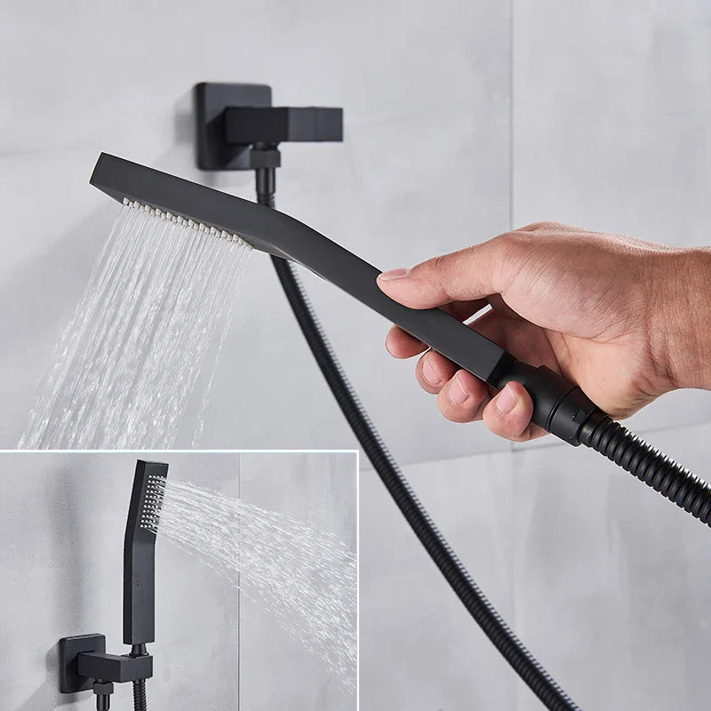 Afralia™ ABS Plastic Hand Shower with Hose, Bracket | Wall Mounted Handheld Shower