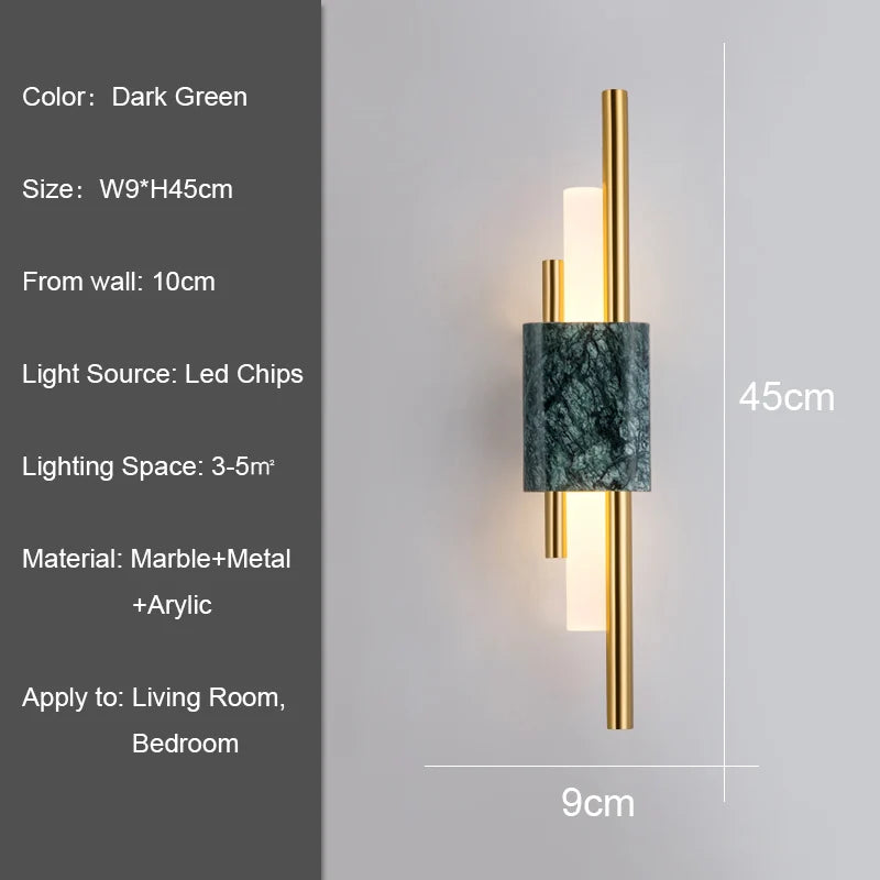 Afralia™ Marble Wall Light: Modern LED Indoor Decor - Black/White/Green Luxury Aesthetics