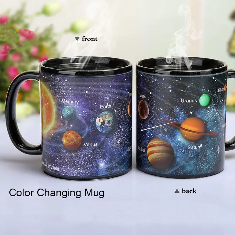 Afralia™ Solar System Ceramic Color-Changing Coffee Mug, Unique Gift for Friends & Students
