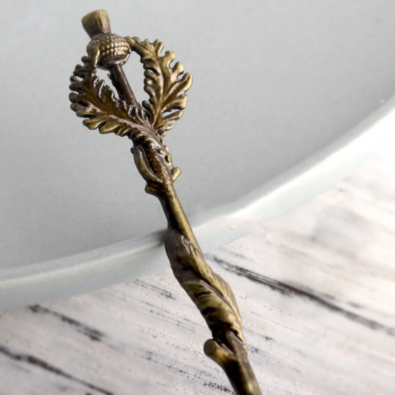 Afralia™ Thistle Leaves Coffee Spoon | Vintage British Style Tableware