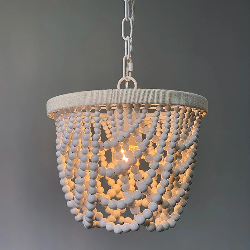 Afralia™ White Beads Chandelier: Mini Pendant Lighting for Bedroom, Kitchen, Dining Room