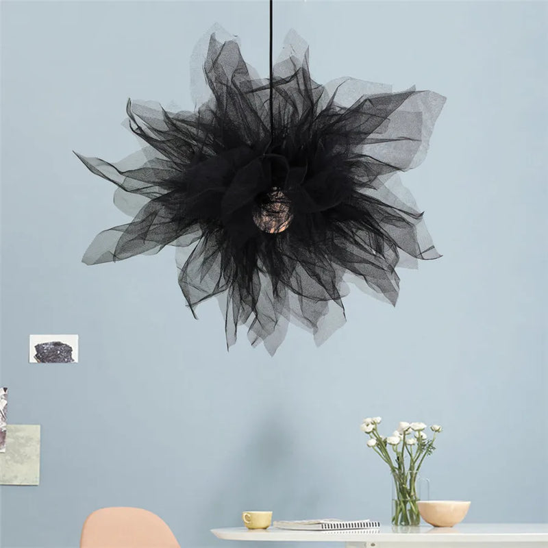 Afralia™ Gauze Flower Chandeliers: Modern Nordic Mesh Pendant Light for Bedroom, Living, Children's Room