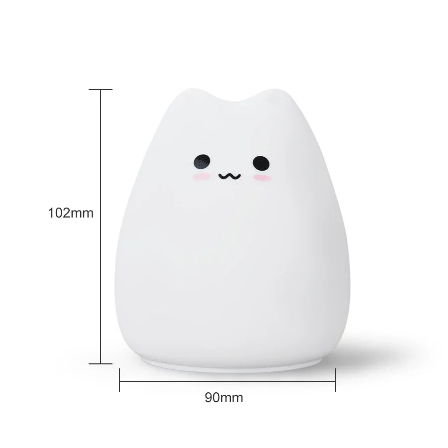 Afralia™ Cat Silicone LED Night Light Touch Sensor 2 Modes Children Bedroom Lamp