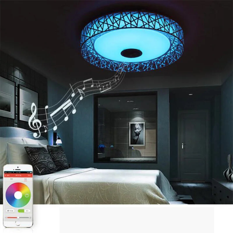 Afralia™ Bluetooth Speaker Ceiling Light 36W | Bedroom Music Party Lamp with Remote Control