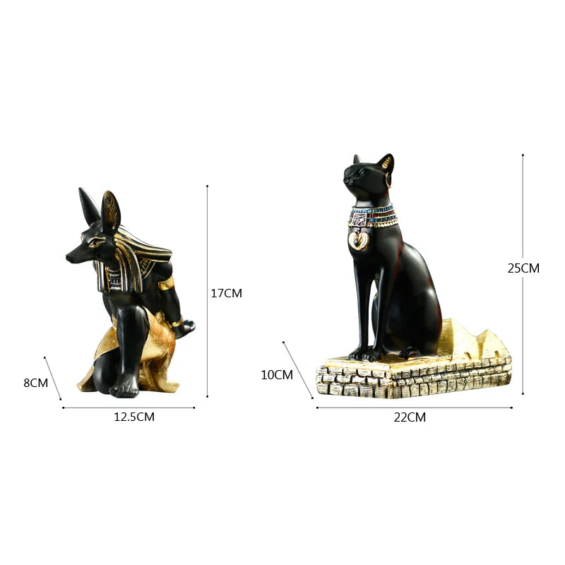 Afralia™ Egyptian Cat & Dog God Wine Rack: Modern Home Decoration Figurines & Holder