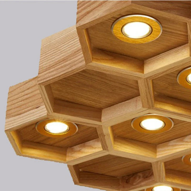 Afralia™ Nordic Beehive Chandelier: Solid Wood LED Decor for Dining Room & Bar