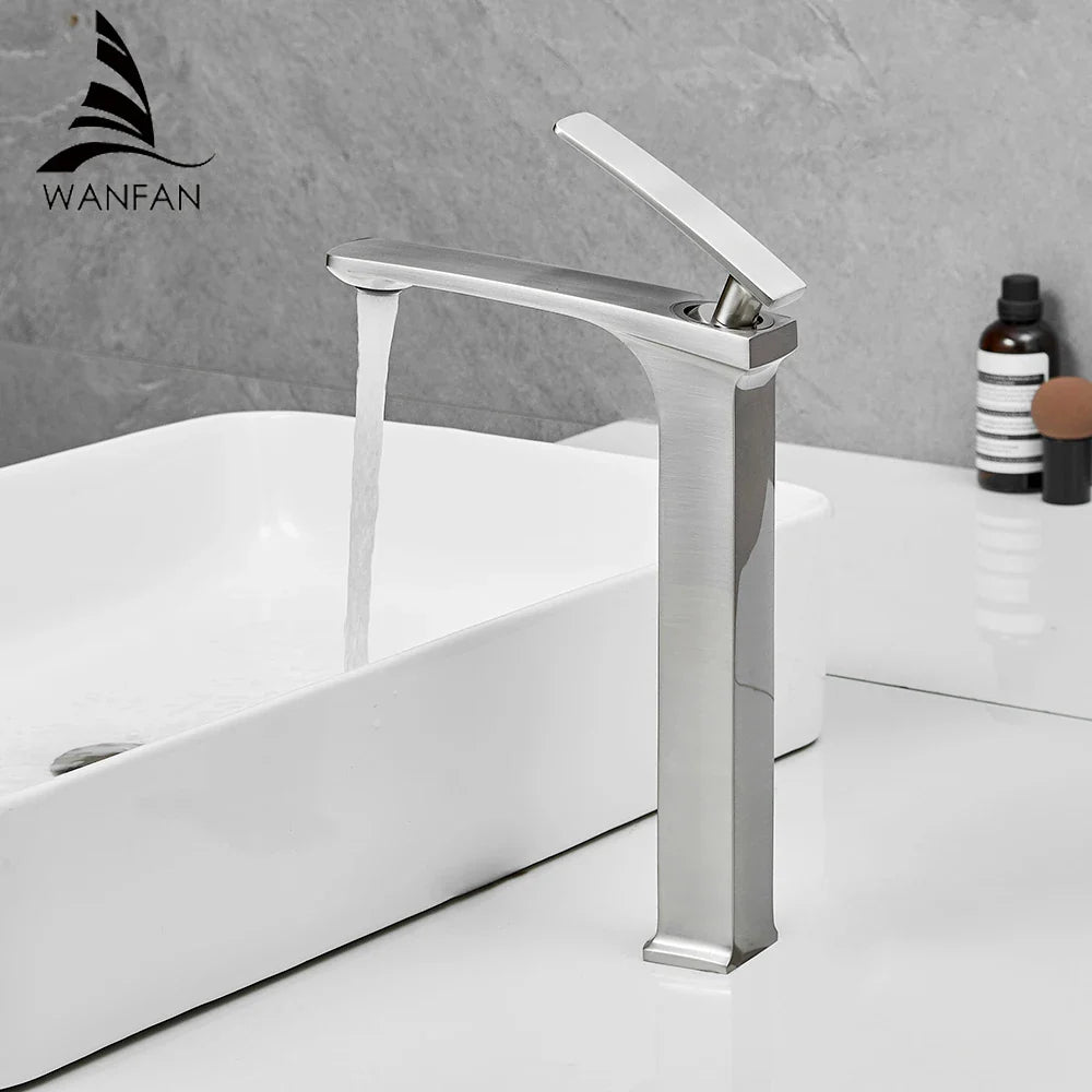 Afralia™ White Basin Faucet with Hot and Cold Mixer Tap for Bathroom