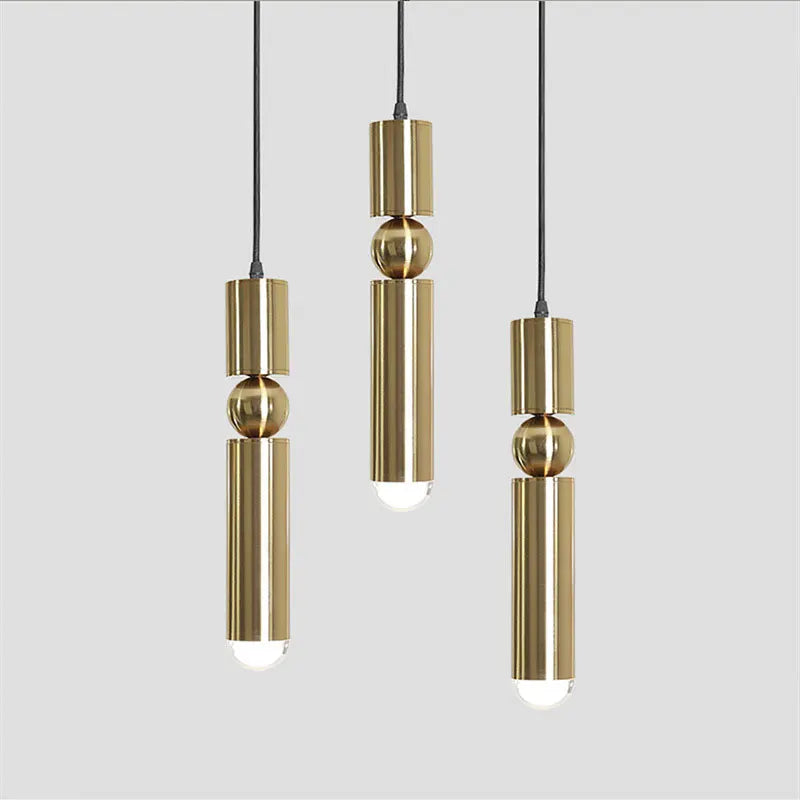 Afralia™ Golden Cylinder Pipe LED Pendant Light - Modern Nordic Design