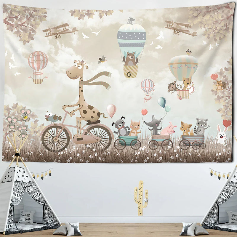 Afralia™ Kawaii Bear Tapestry Wall Hanging for Children's Room Décor