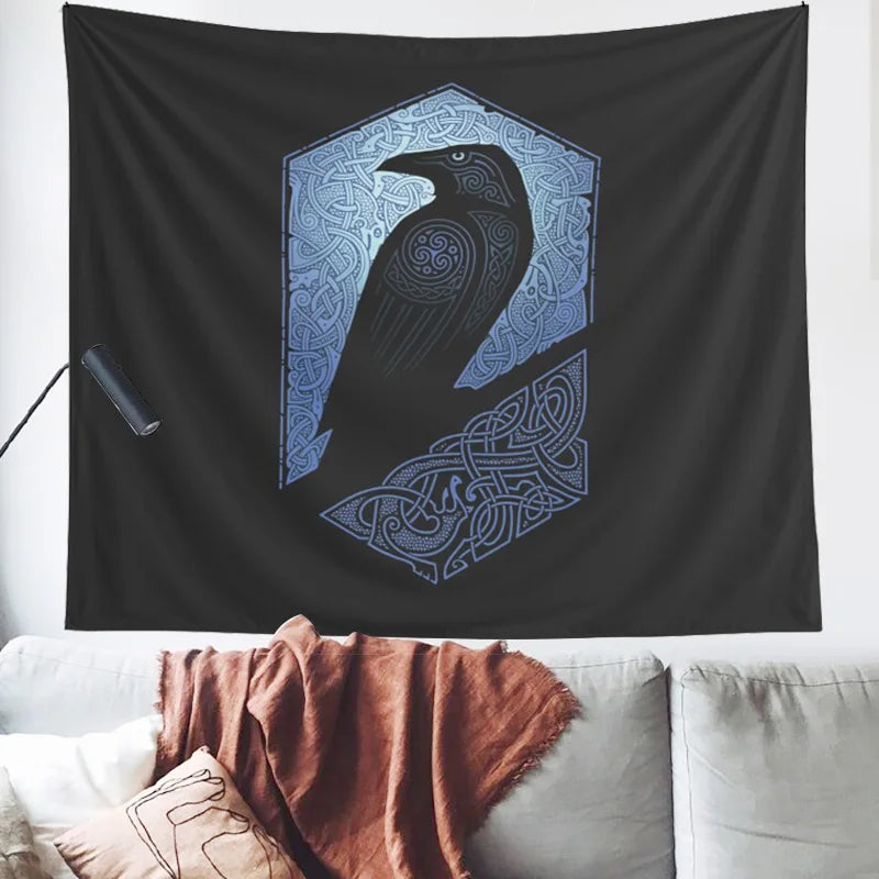 Viking Raven Tapestry for Living Room Decor by Afralia™