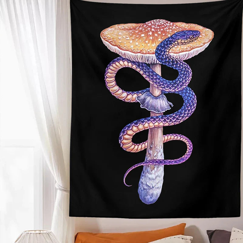 Afralia™ Mushroom Snake Chart Tapestry: Colorful Aesthetic Wall Hanging for Home Decor