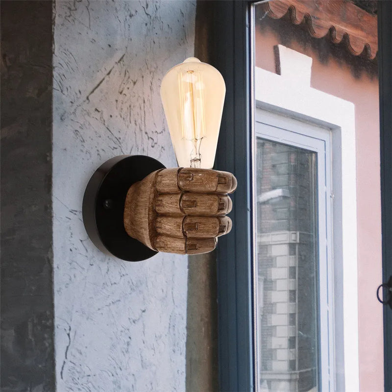 Afralia™ Resin Fist Wall Sconces Left Right Hand Bedroom Light Fixture Decor