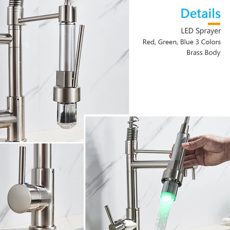 Afralia™ LED Chrome Kitchen Faucet with Color Changing Mixer Spout