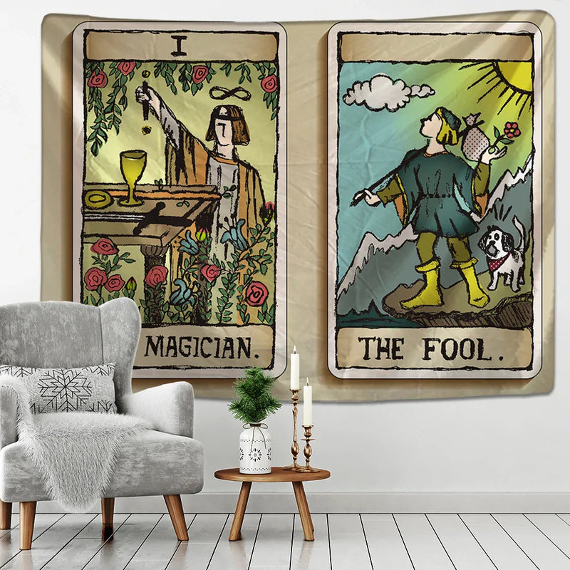 Afralia™ Medieval Europe Divination Tapestry Wall Hanging - Mysterious Home Decor
