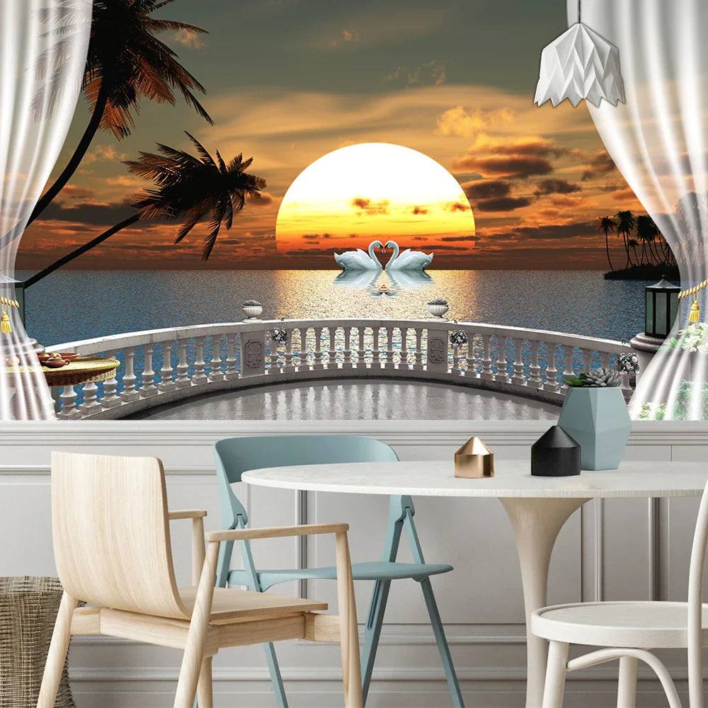 Afralia™ Sunset Sea View Wall Tapestry - Bohemian Mandala Wall Decor