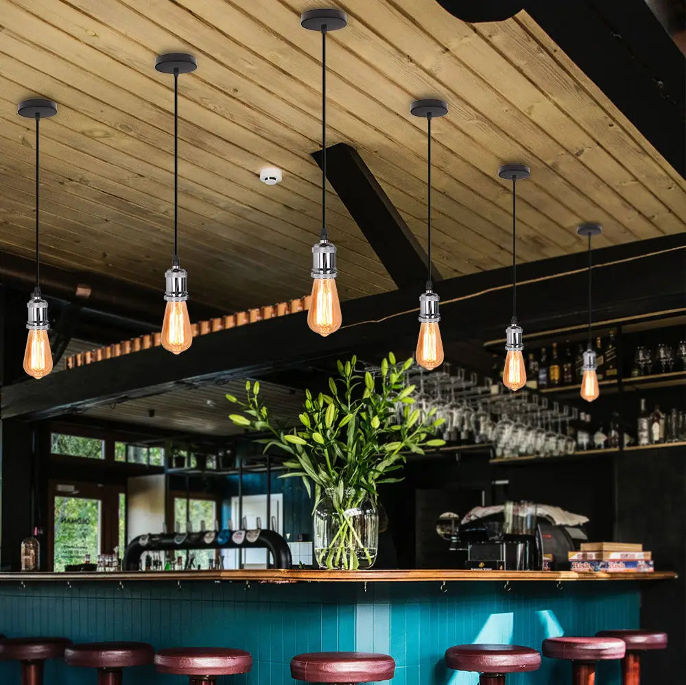 Afralia™ LED Wood Ceiling Pendant Light Vintage Retro Loft Hanging Lamp Suspension E27