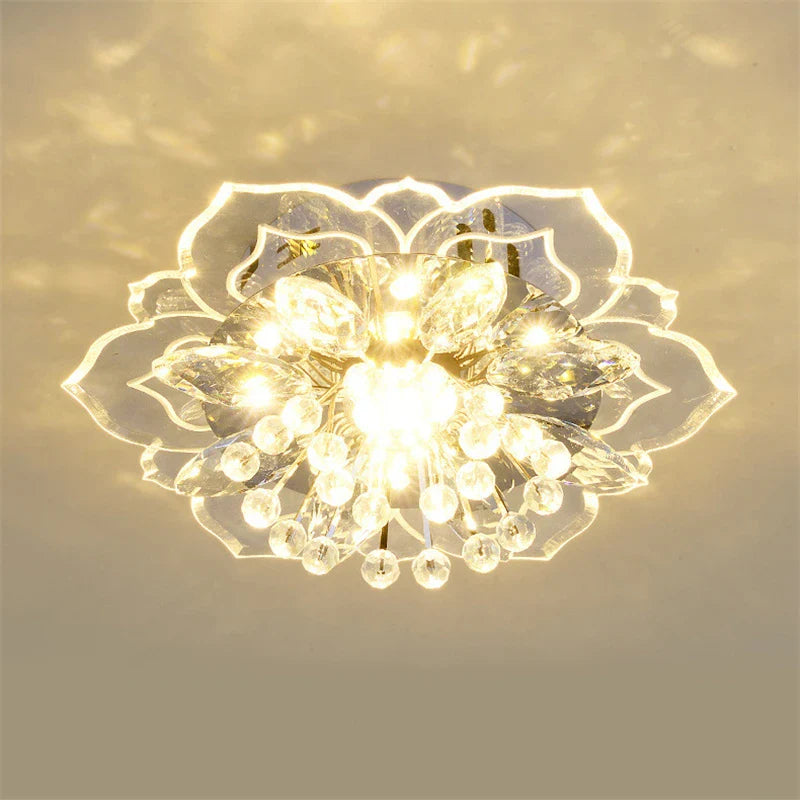 Afralia™ Crystal Flowers Chandelier Ceiling Light Fixture for Living Room, Colorful Indoor Decoration