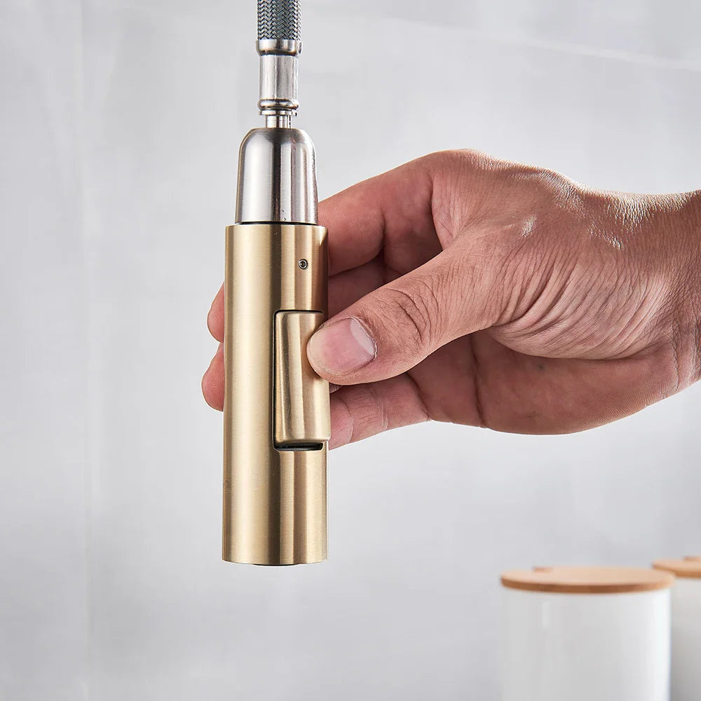 Afralia™ Brushed Gold Smart Touch Kitchen Faucet Dual Outlet Water Modes