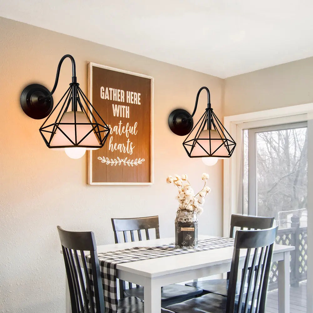 Afralia™ Iron Cage Guard Wall Sconce Vintage LED Light for Indoor Lighting