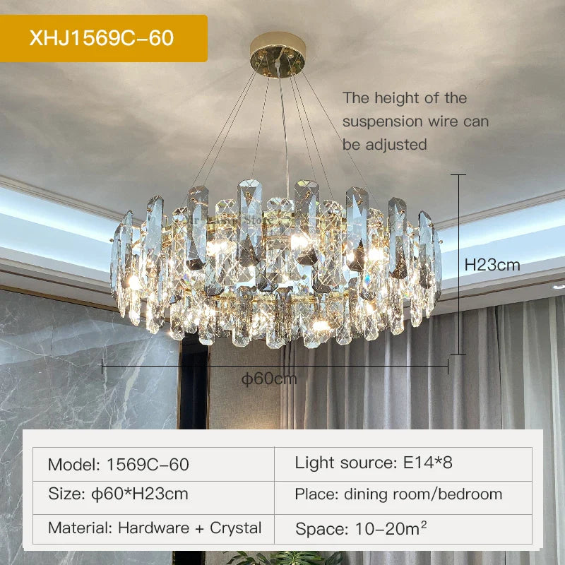 Afralia™ Crystal LED Chandelier for Elegant Living Room, Dining, Bedroom, Kitchen