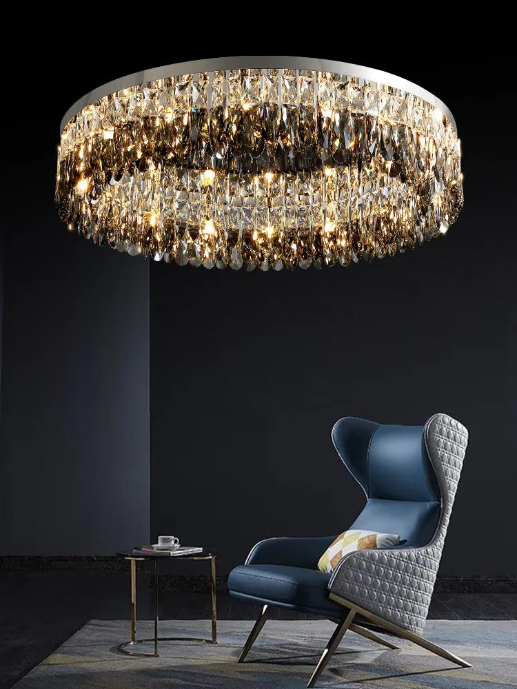 Afralia™ Crystal Chrome Ceiling Lamp - Simple Modern Nordic Living Room Dining Bedroom Lighting