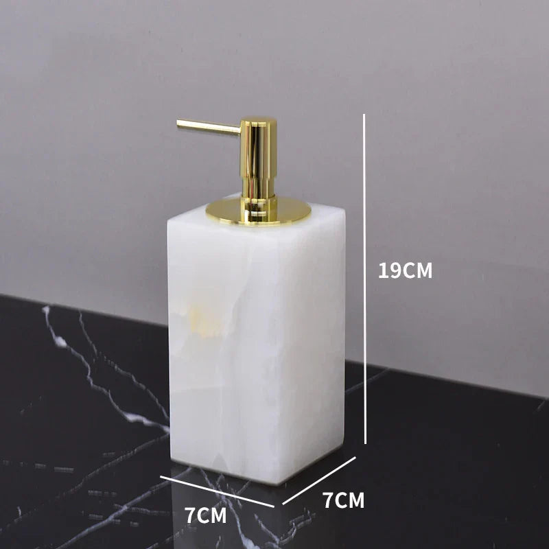 Afralia™ White Onyx Marble Bathroom Set Luxury Bathroom Accessories