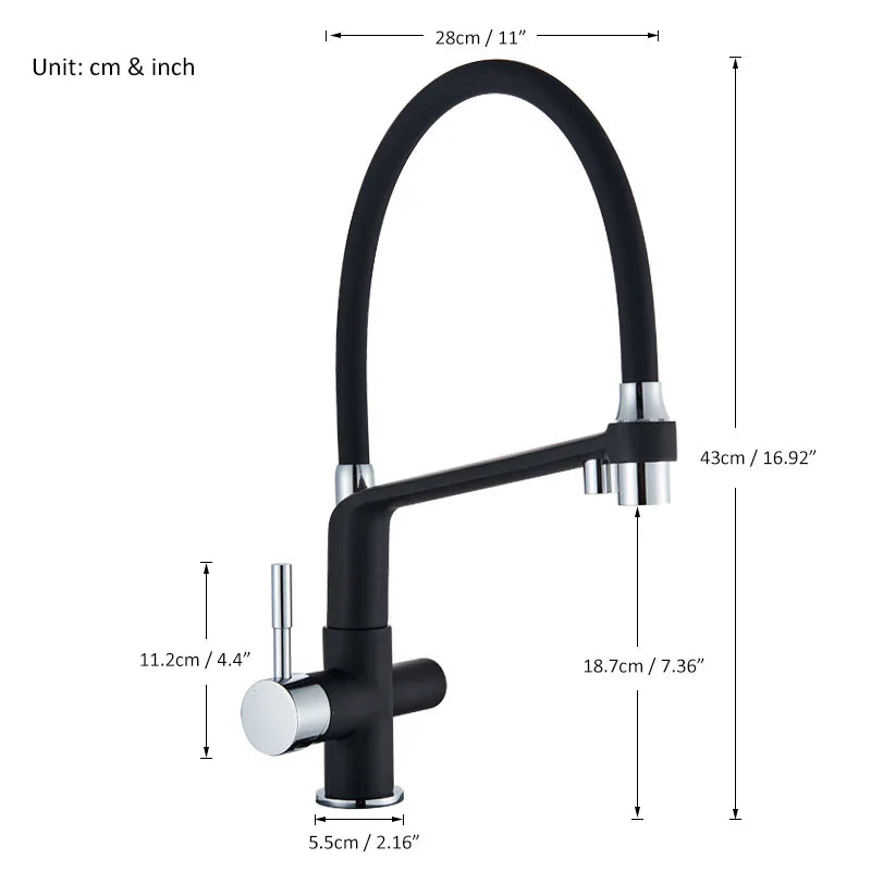 Afralia™ Black Chrome Kitchen Faucet 360 Rotation Pull Down Filtered Water Tap