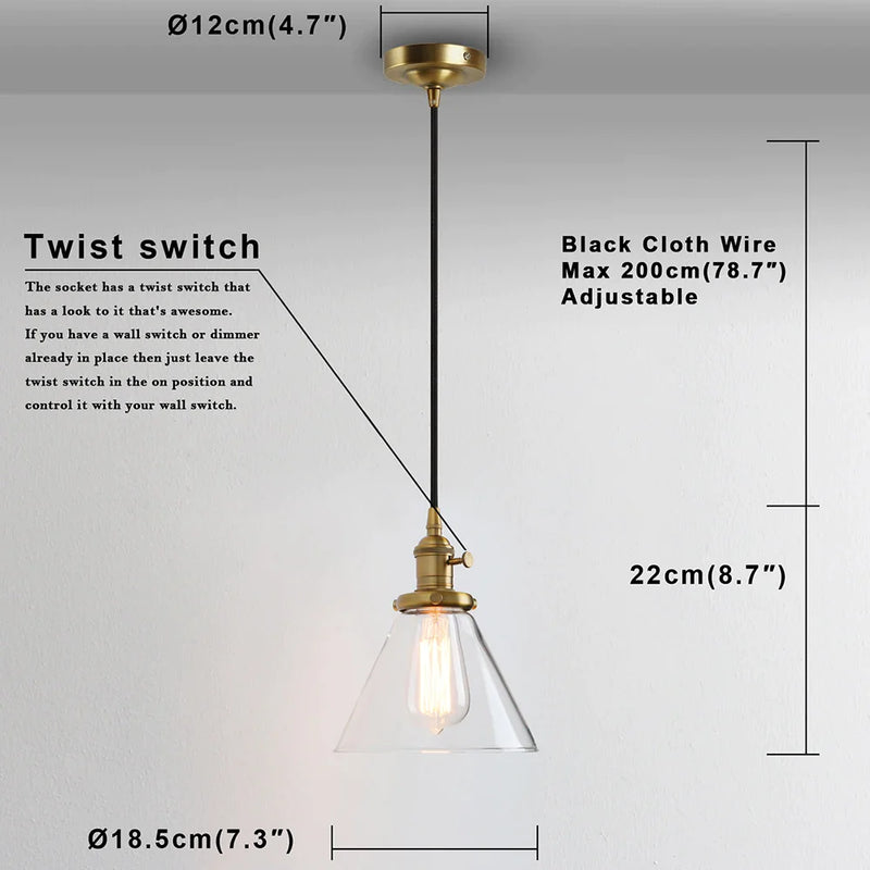 Afralia™ Funnel Flared Glass Clear Glass Pendant Light Fixture