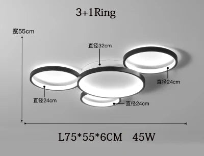 Afralia™ Nordic Remote Control LED Ceiling Lamp for Living Room, Study Room - Modern & Creative