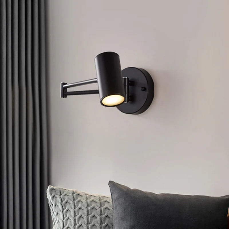 Afralia™ Adjustable Swing Arm Wall Lamp for Bedside Reading - LED Wall Sconce