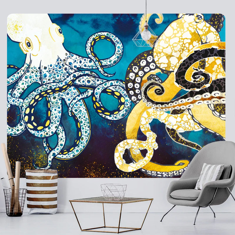 Afralia™ Octopus Tapestry: Large Bohemian Wall Decor for Home, Yoga, Mandala Hippie Mat