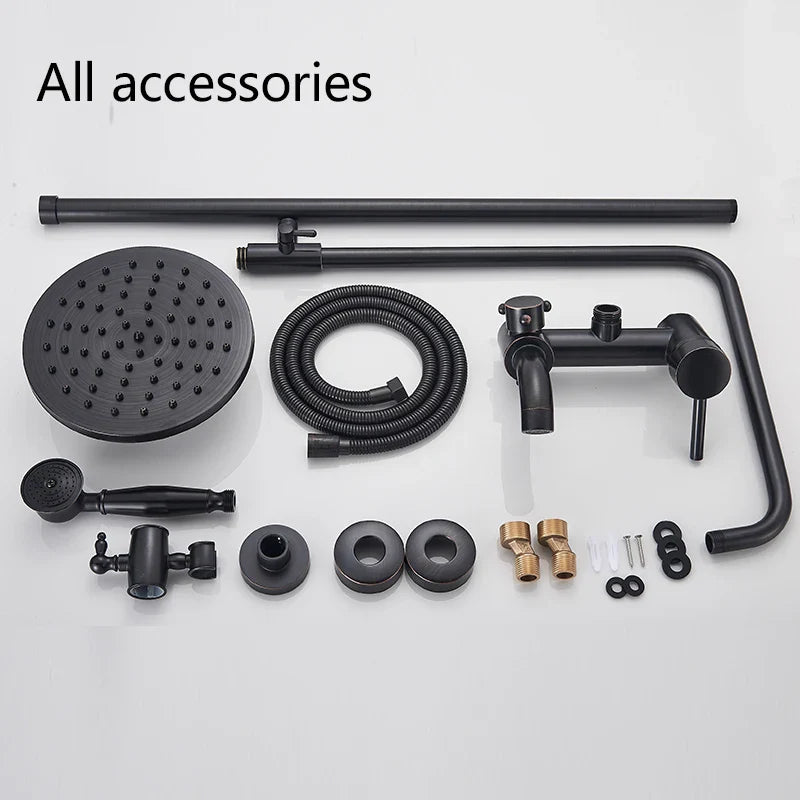 Afralia™ Luxury Brass Bath Shower Mixer Set with Rainfall Head and Handshower