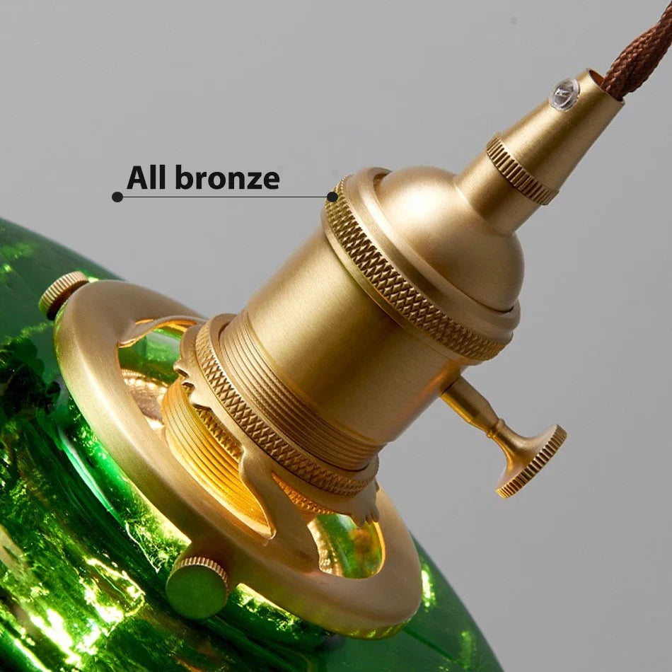 Afralia™ Green Glass LED Pendant Light - Stylish Lighting Fixture for Modern Interiors